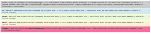Screenshot of the different communication banners